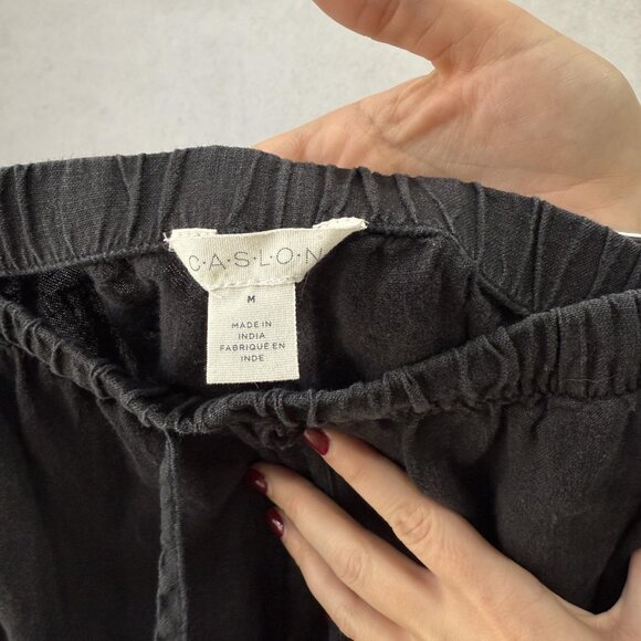 Caslon Linen Cargo Pants Womens Medium Black Drawstring Elastic Waist Pockets - Picture 2 of 10